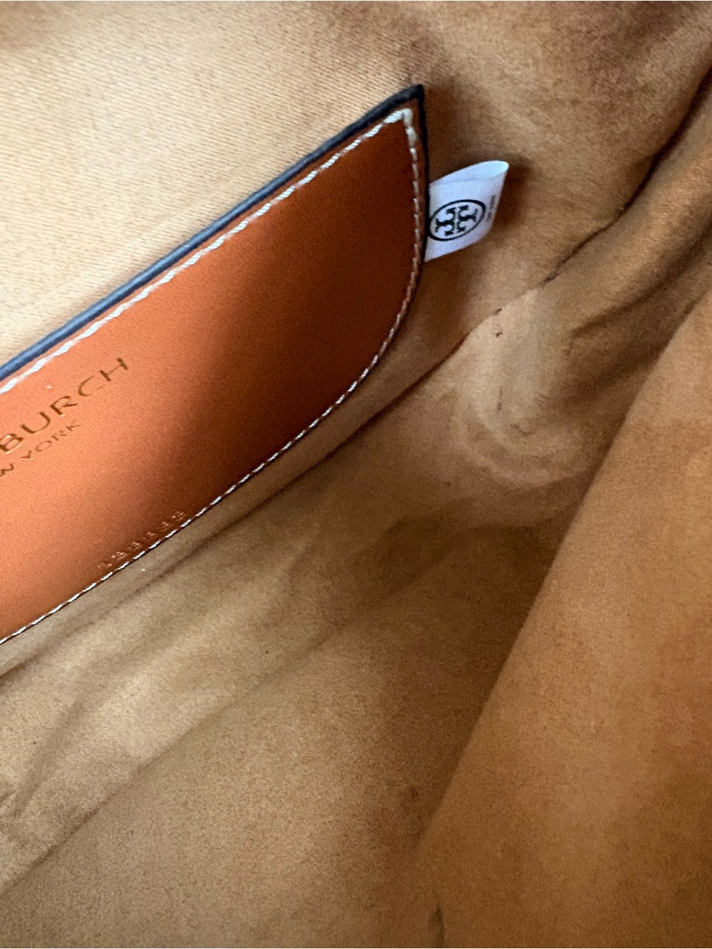 Tory Burch Crescent Crossbody Bag tan brown Color Handbag small  EUC - Picture 16 of 17